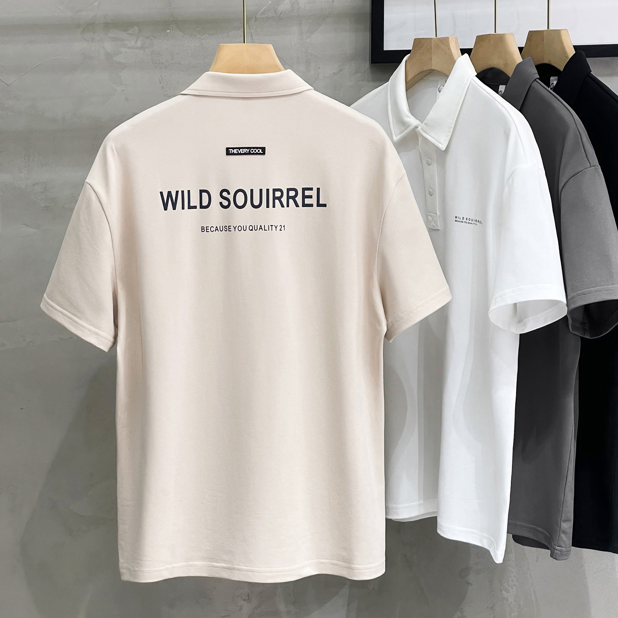 polo衫男短袖t恤潮牌宽松百搭上衣男士美式休闲设计感简约翻领t恤