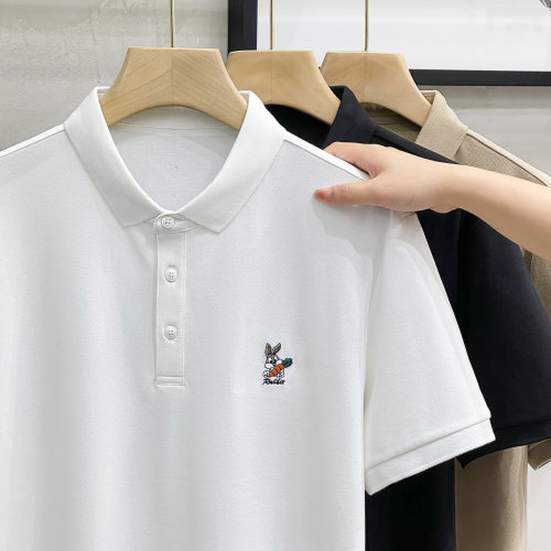 冰丝珠地棉Polo衫趣味兔子刺绣