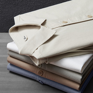 韩版 秋冬季 设计感净色宽松纯棉衬衣日系小工装 男长袖 潮流外套 衬衫