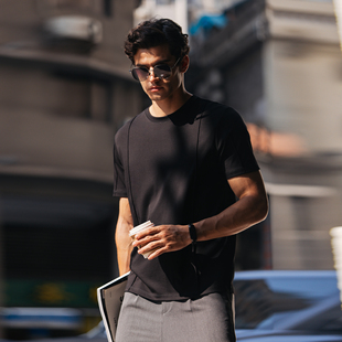 立体剪裁液氨丝光棉纯色圆领短袖 简约时尚 T恤男 夏季 轻奢高品男士