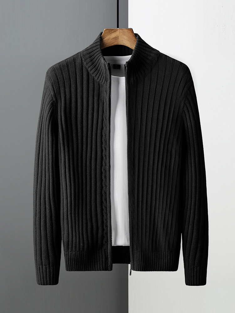 纯棉开衫毛衣男士春秋季2025新款拉链针织衫外套男加绒加厚外穿冬