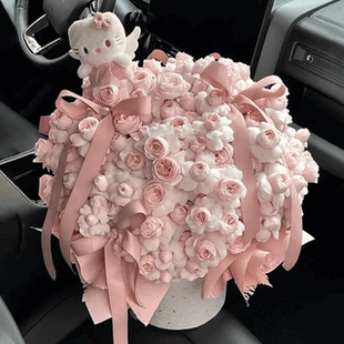 杭州鲜花同城速递全国配送生日礼物仙子之吻蝴蝶结抱抱桶玫瑰花束