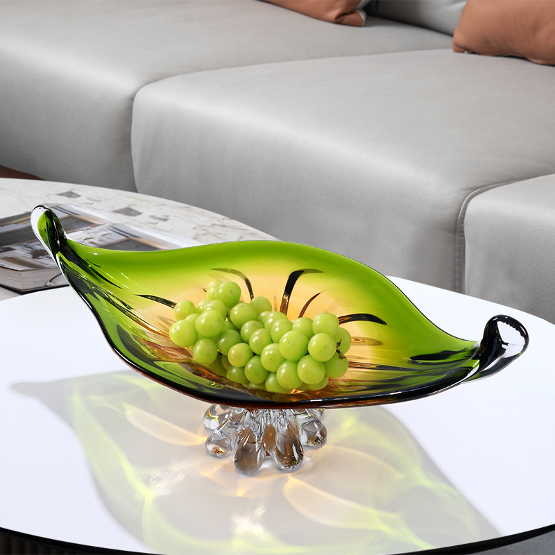 欧式轻奢水晶玻璃高脚果盘客厅茶几家用水果盘高档2023新款零食盘