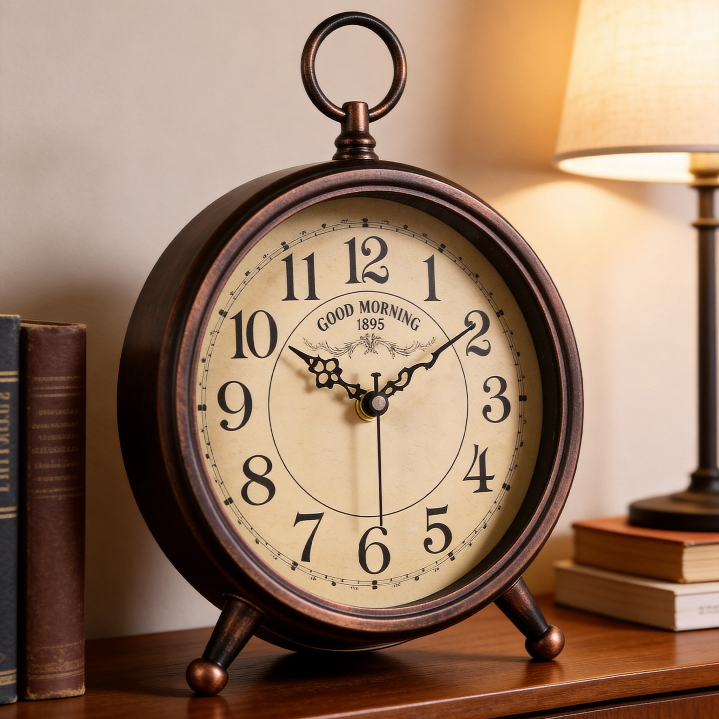 美式复古金属台式座钟客厅床头桌面时钟表摆件静音老人高级感台钟
