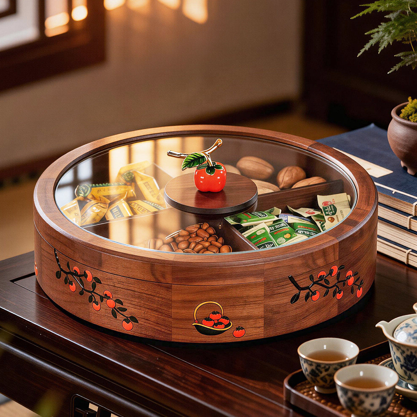 2026新款实木干果盘高端精致高颜值客厅茶几家用零食摆放盘收纳盒