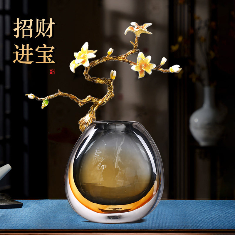 珐琅彩琉璃花瓶装饰摆件客厅玄关电视柜高端饰品高档轻奢大气高级,家居饰品,装饰摆件,淘宝优惠券,粉丝福利购,淘宝优惠卷