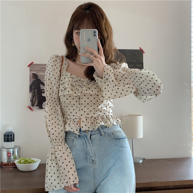 Real price Retro Red Mei Rose Vs pure Gardenia chiffon shirt