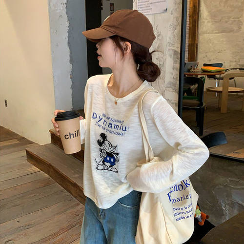 白色米老鼠防晒轻薄长袖T恤女