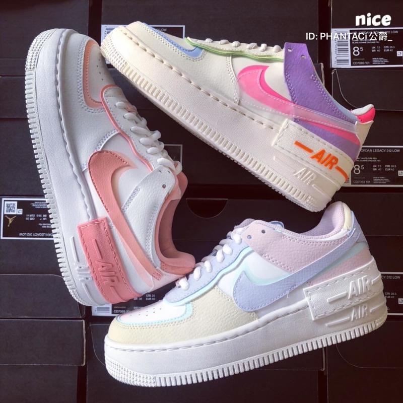 Nike Air Force 1耐克AF1白蓝粉新马卡龙粉紫拼接板鞋CI0919-106-封面