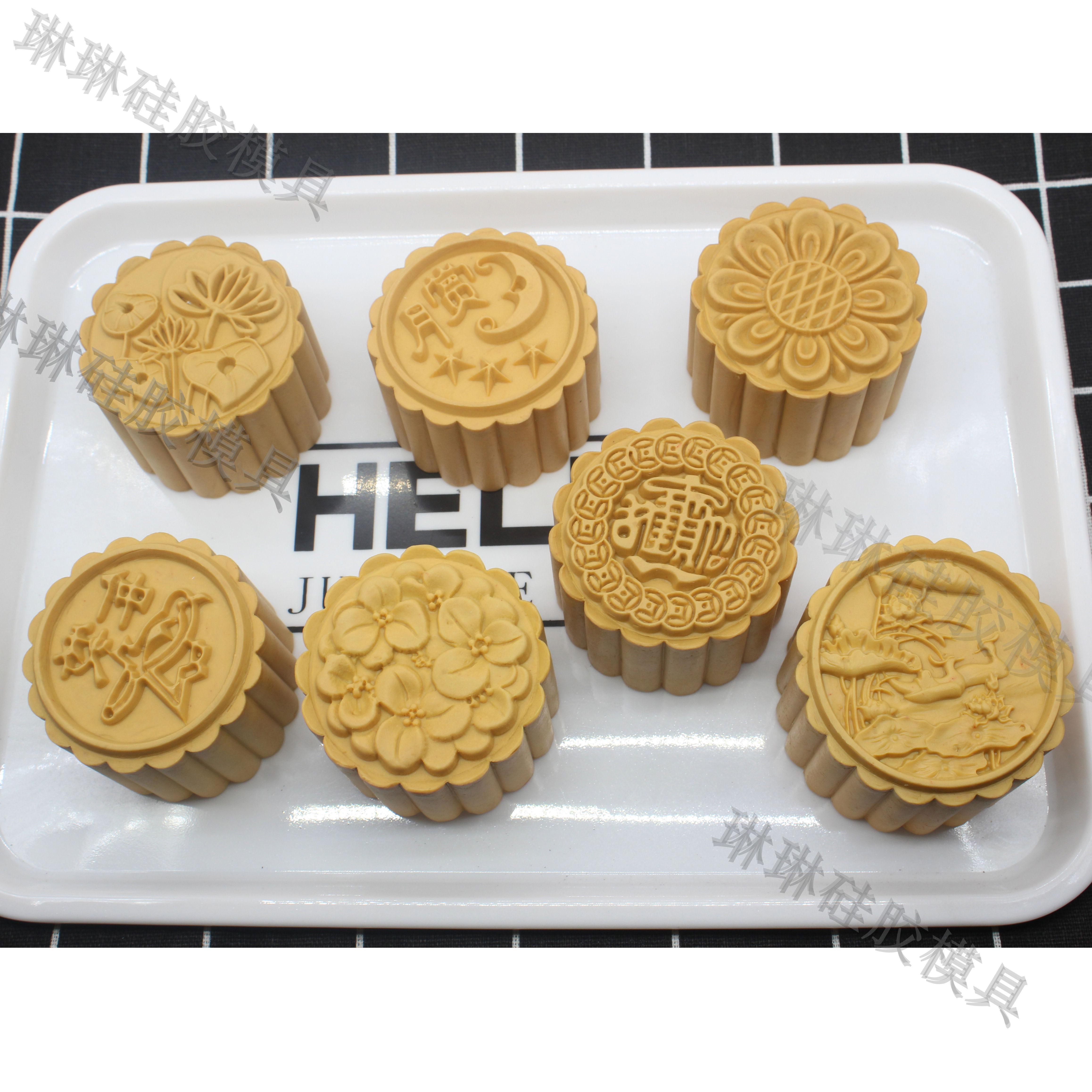 60克中秋招财进宝月饼手工皂硅胶模具桃山绿豆糕慕斯巧克力 香薰