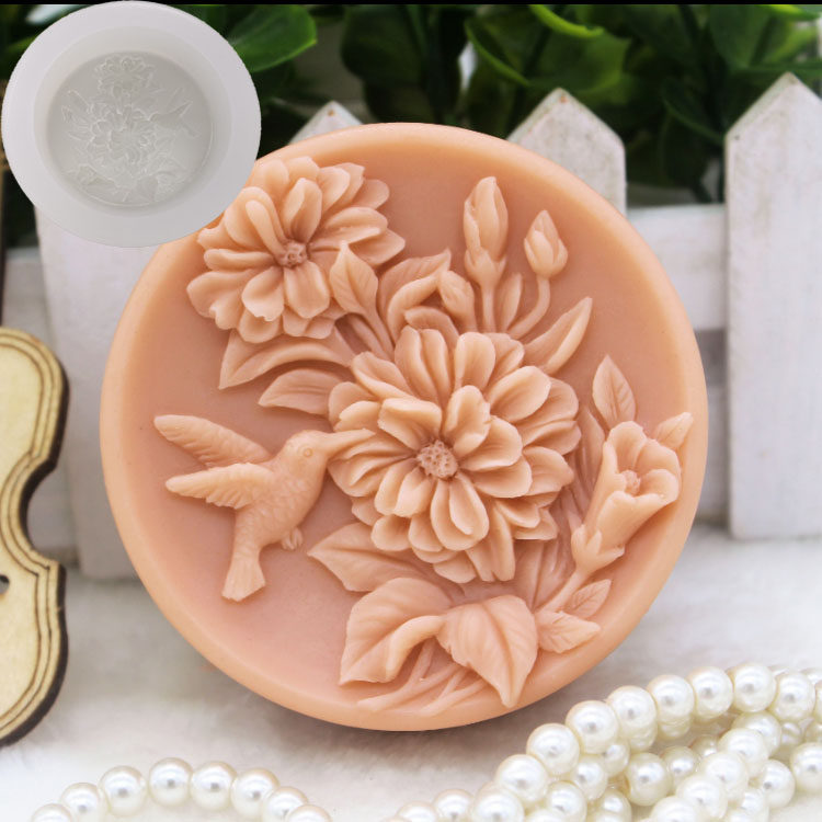 食品级硅胶蜂鸟与花手工皂模具