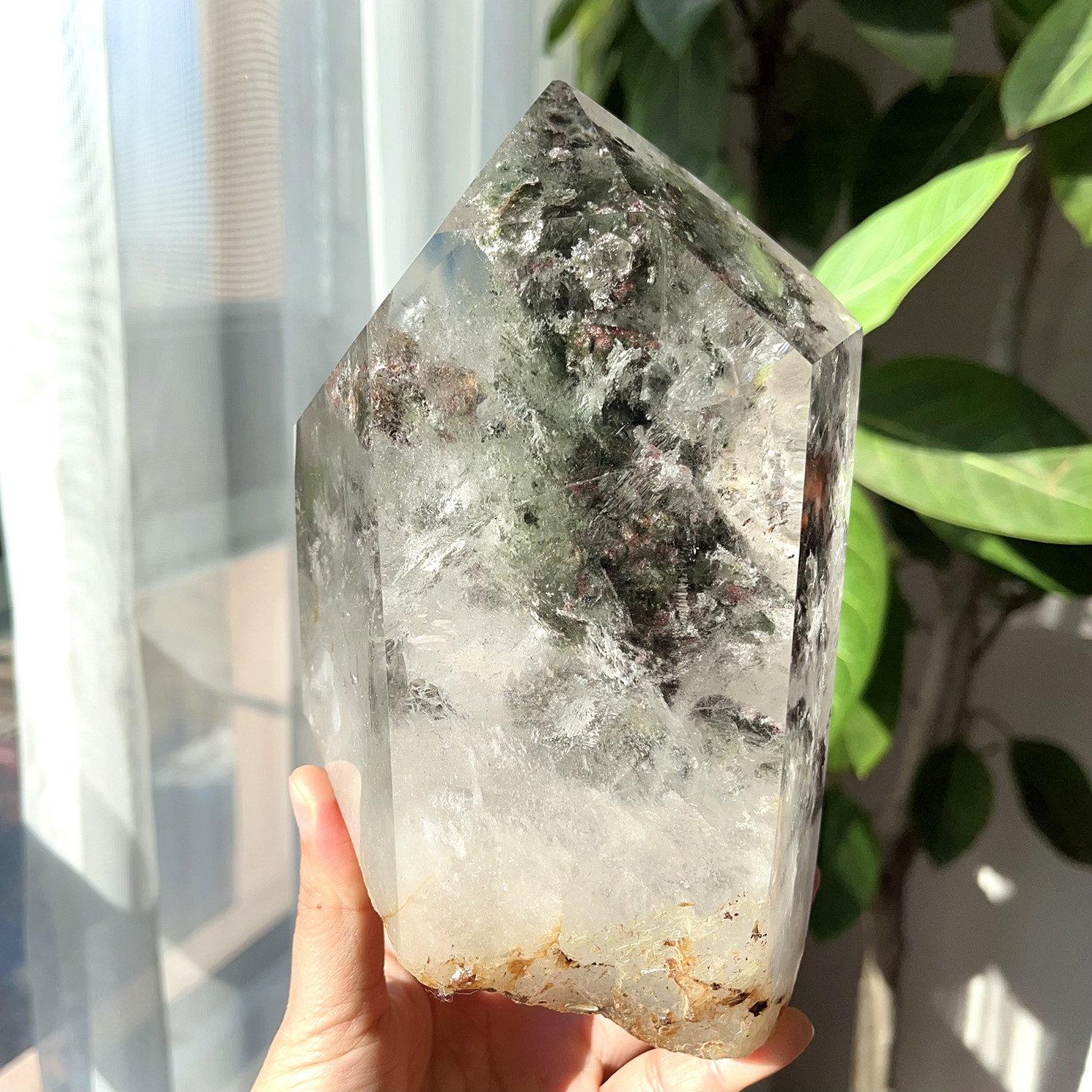 天然巴西绿幽灵柱摆件