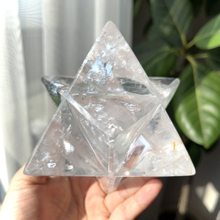 天然喜马拉雅白水晶梅尔卡巴彩虹卡巴星能量高频水晶摆件一物一图