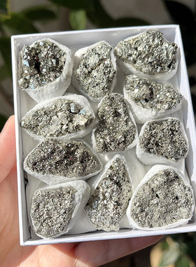 天然黄铜矿黄铁矿原石套盒秘鲁黄铁矿愚人金Pyrite颗粒闪原石摆件