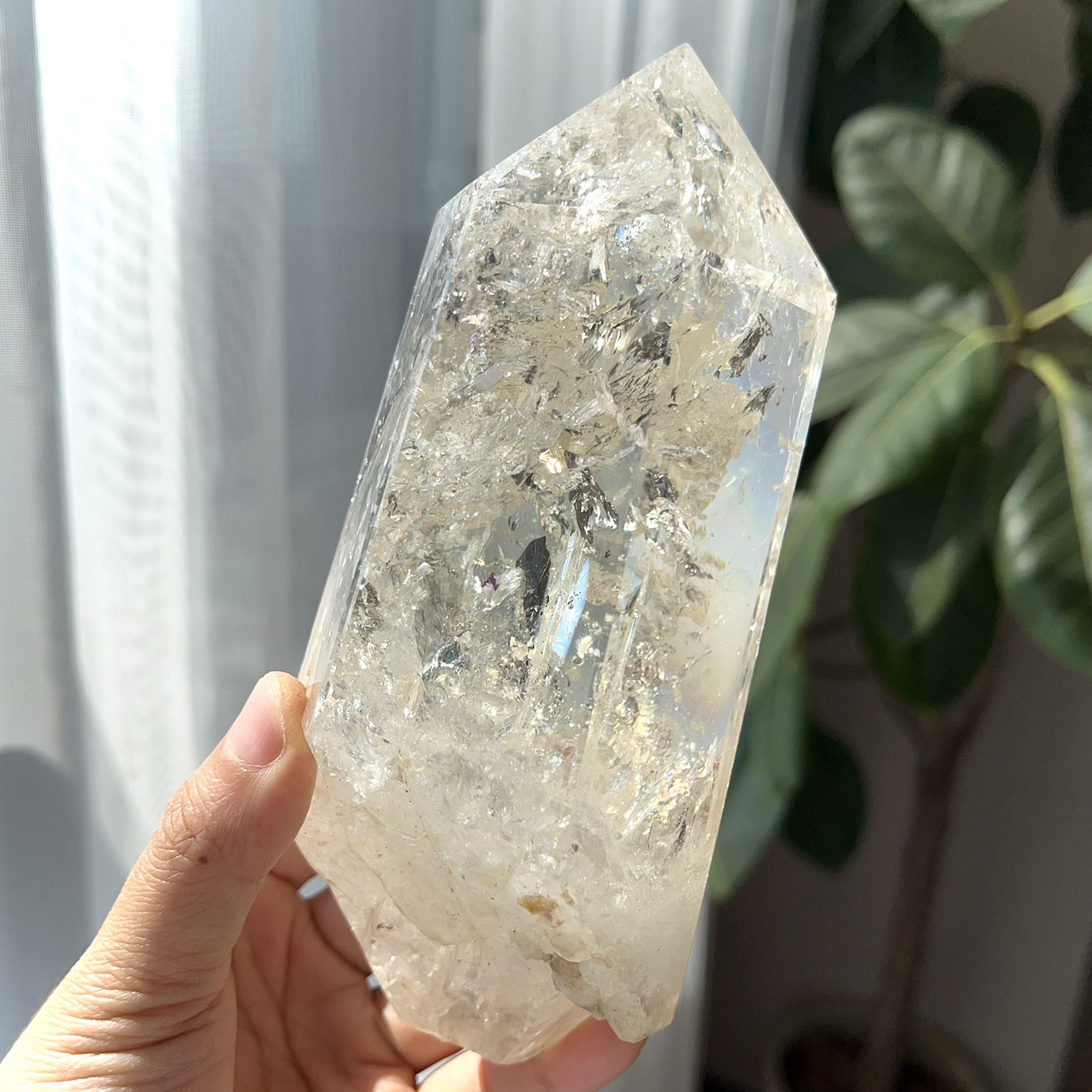 天然福利喜马白水晶阿赛柱子
