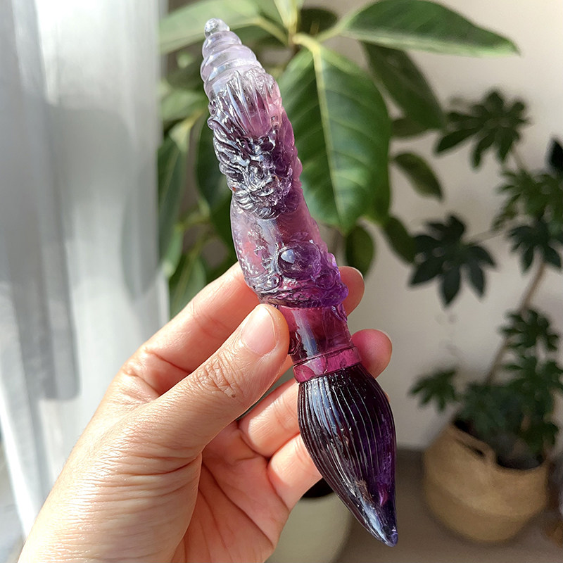 天然紫水晶文昌笔龙笔摆件