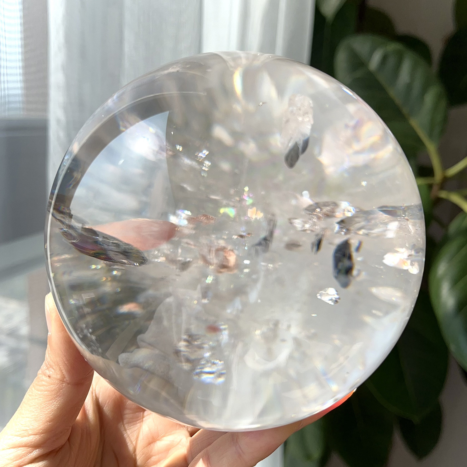 天然喜马阿赛白水晶彩球