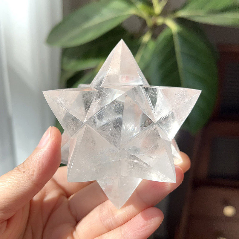 天然喜马拉雅白水晶梅尔卡巴摆件