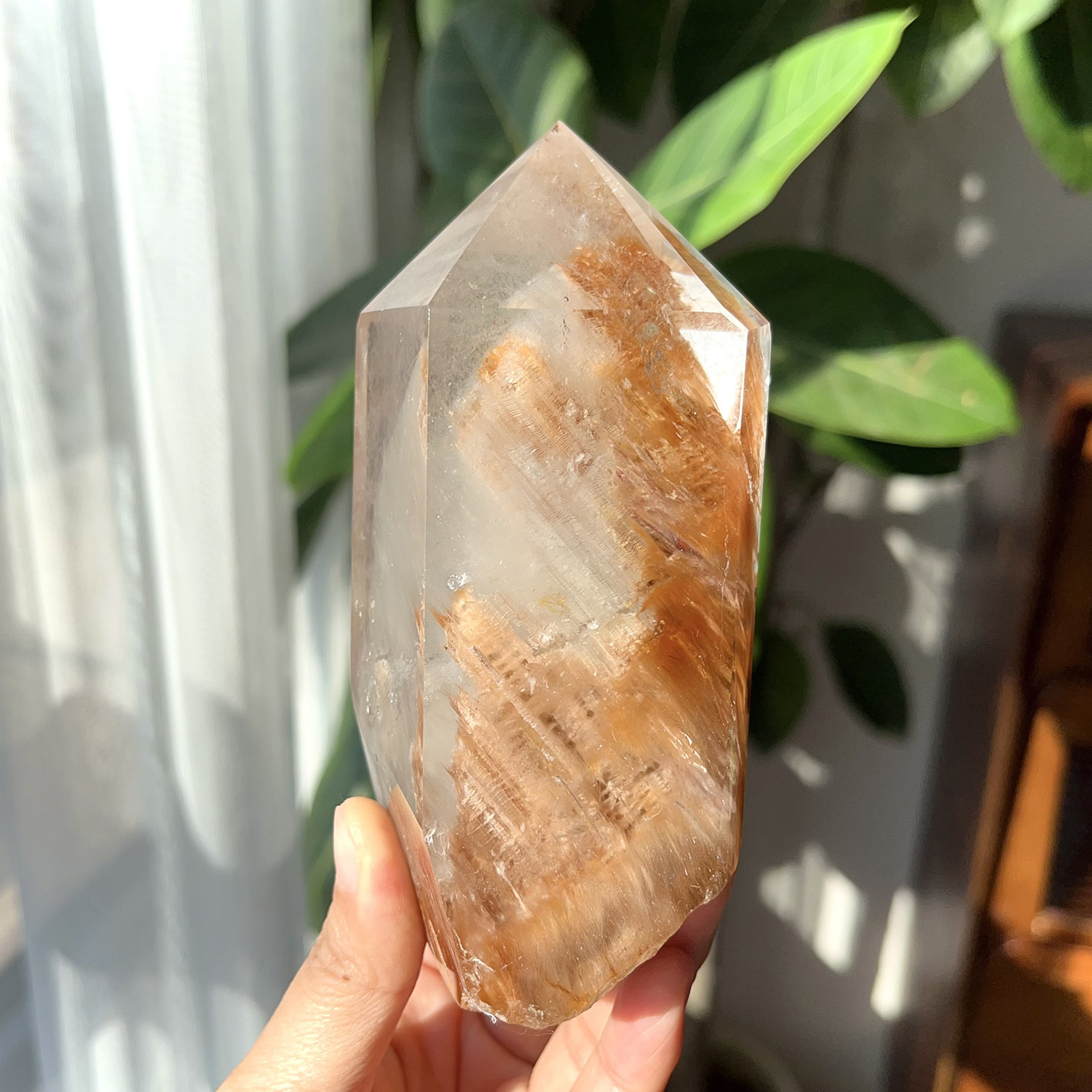 天然精品红黄兔毛柱子