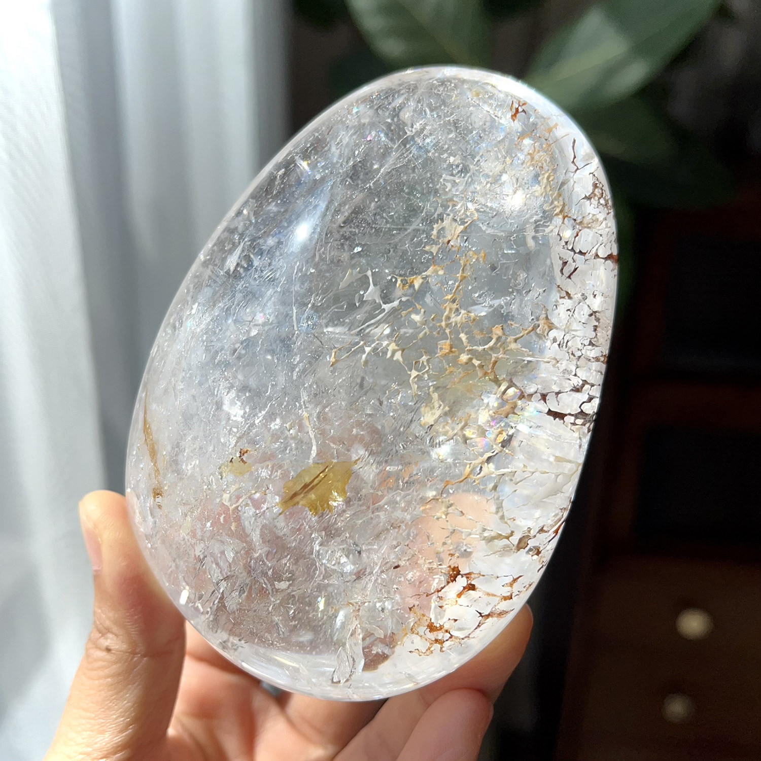 天然喜马白水晶把玩手握