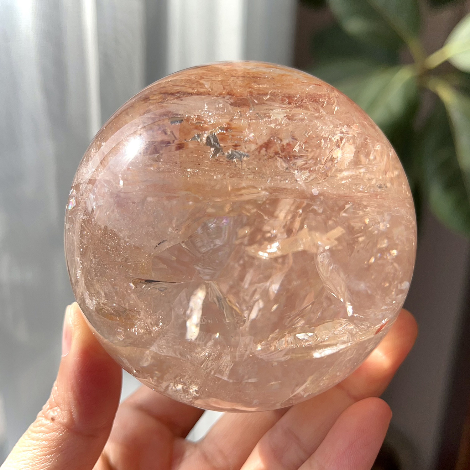 天然喜马粉阿赛彩虹球