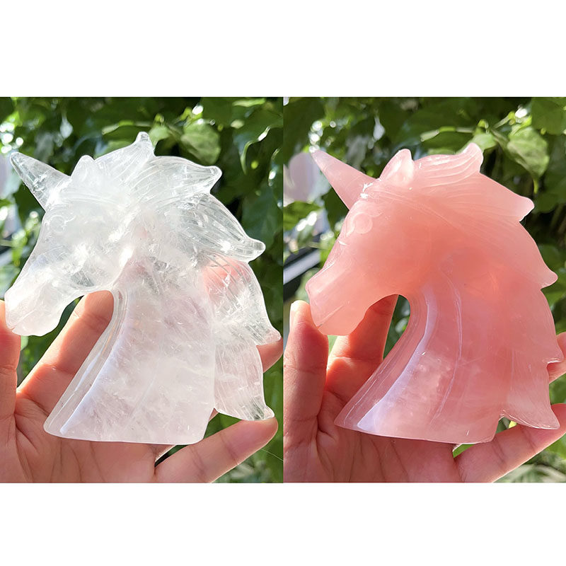 天然水晶独角兽粉晶白水晶