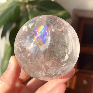 天然喜马粉阿赛彩虹球高频阿赛彩球直径6.7cm能量水晶球一物一图