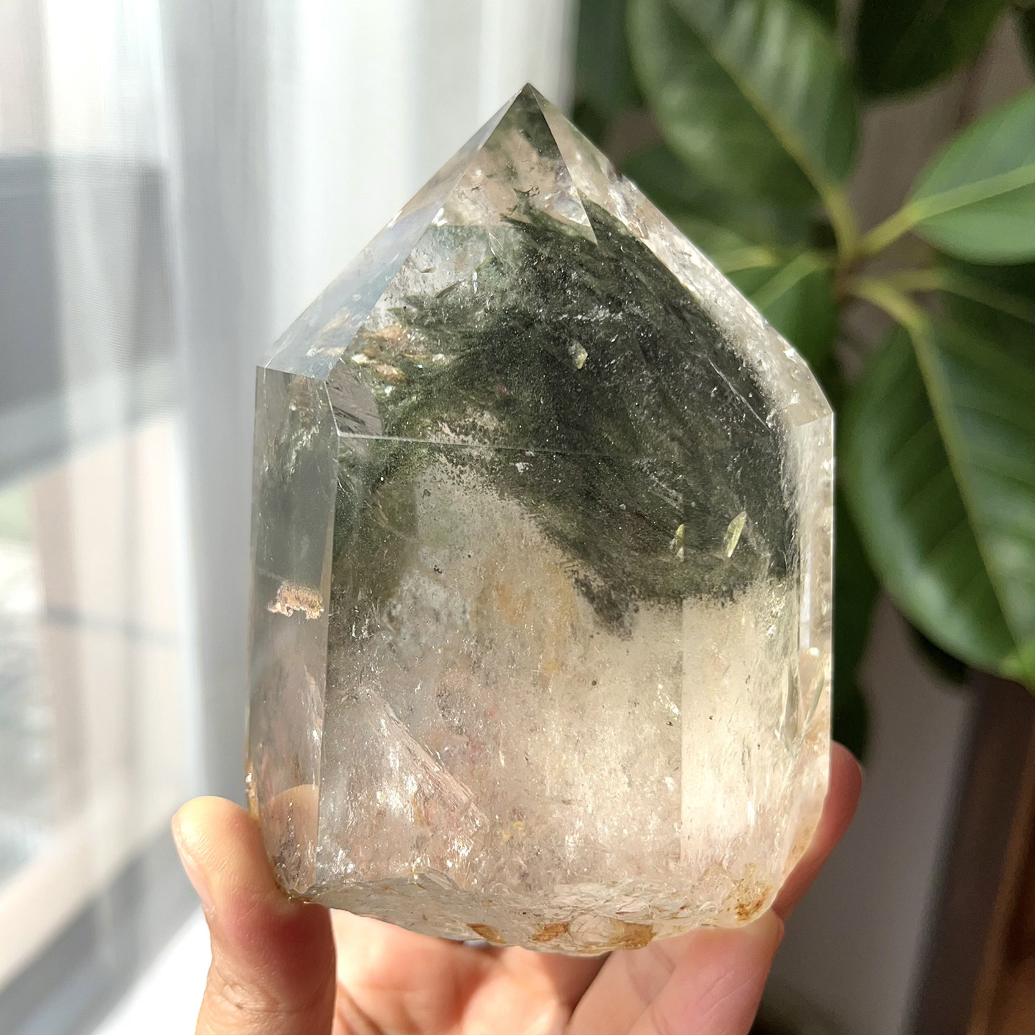 天然巴西绿幽灵柱全包绿幽灵山形千层绿幽原石打磨幽灵柱一物一图