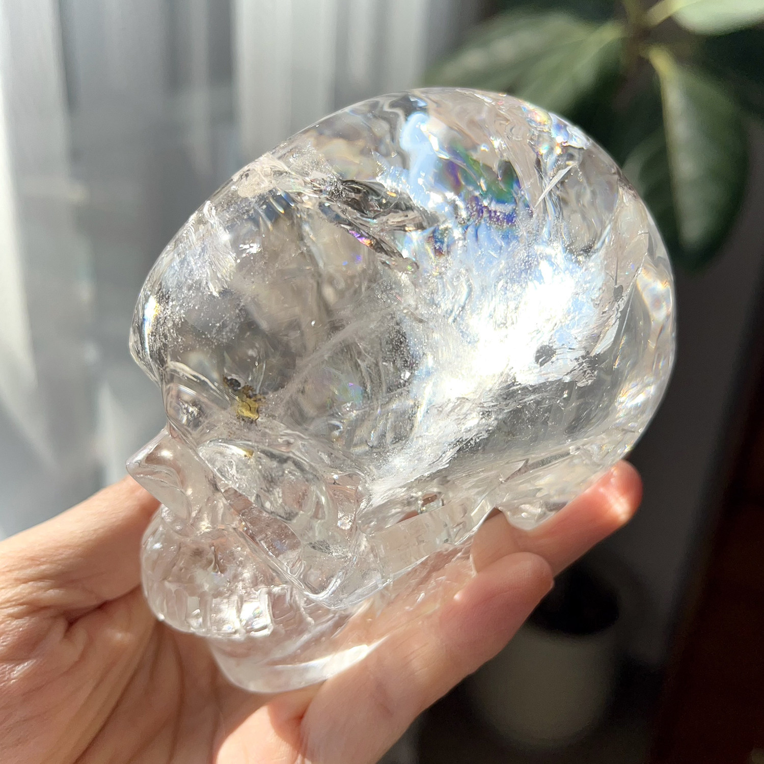 天然喜马白水晶头骨摆件
