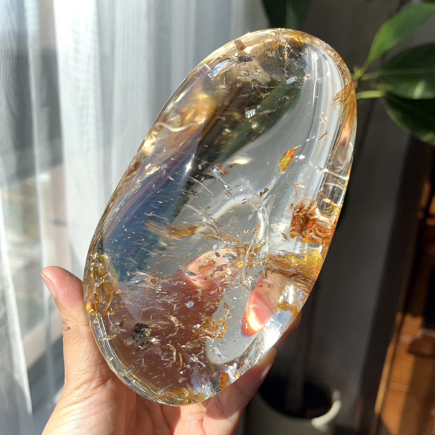 天然喜马大尺寸白水晶把玩手握