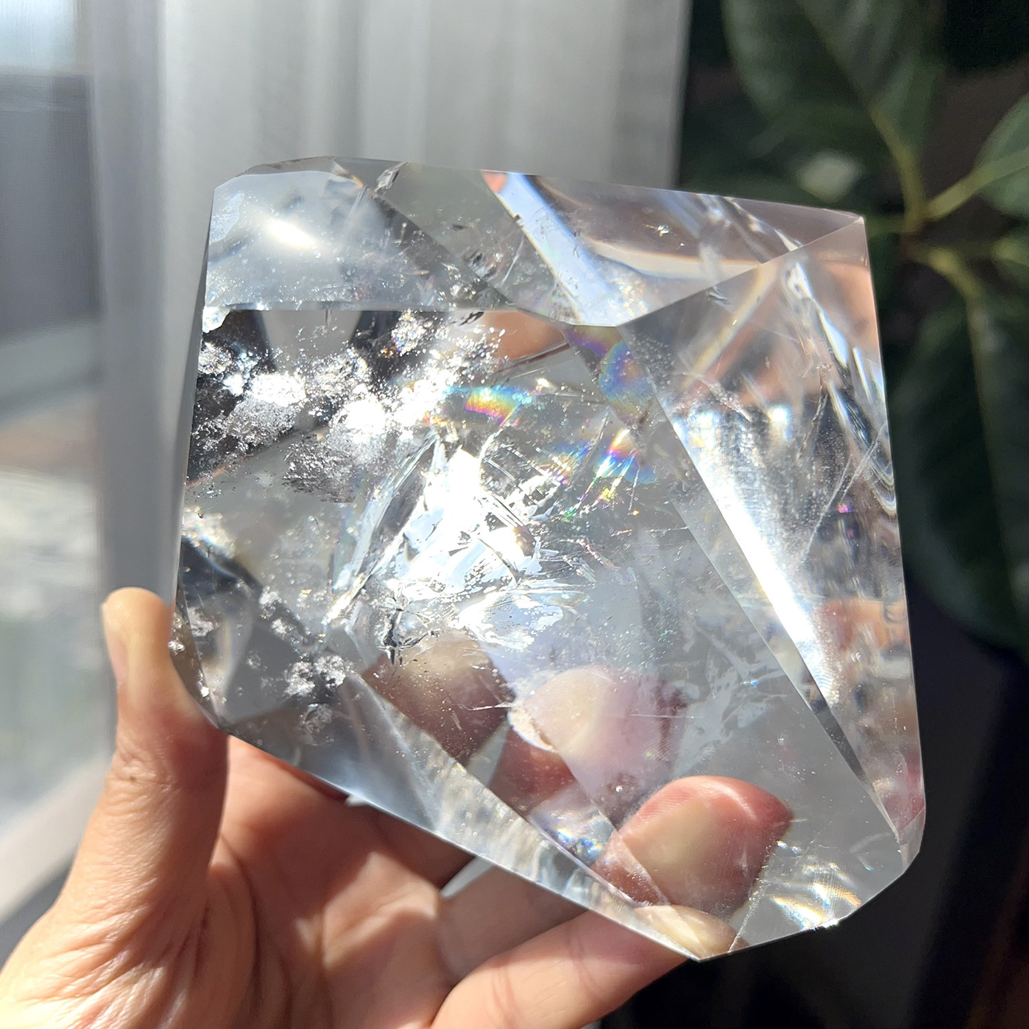 天然喜马白水晶阿赛随形冰糖水晶彩虹闪透体水晶原石摆件一物一图