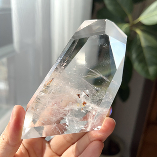 天然福利喜马淡粉阿赛随形透体彩虹水晶原石打磨能量摆件一物一图