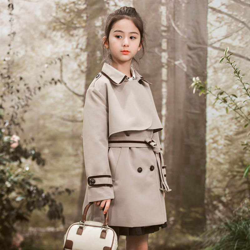 女童风衣2025春装新款双排扣中大童英伦风外套儿童秋季中长款大衣,童装/婴儿装/亲子装,风衣,淘宝优惠券,粉丝福利购,淘宝优惠卷