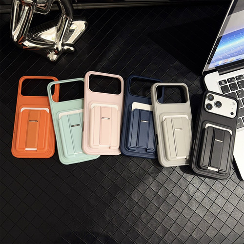 ins风原创小众设计插卡包苹果17promax手机壳轻奢华风橙色适用iPhone16支架保护套13简约14男女款15plus情侣