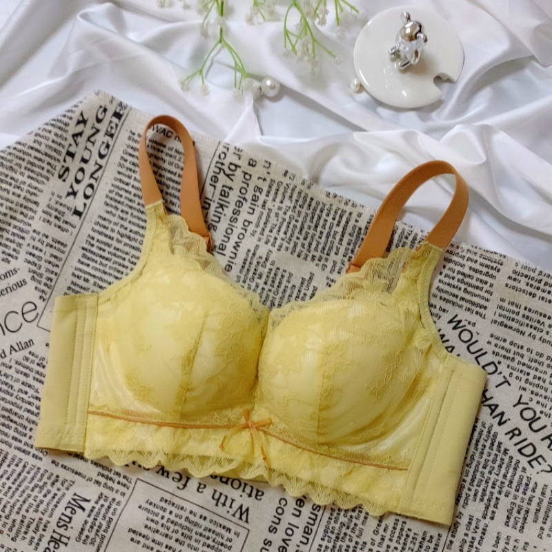 内衣女聚拢小胸加厚蕾丝性感无钢圈木瓜纤维丰胸显大文胸a罩新款