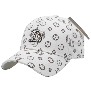 夏季半网硬顶百搭休闲遮阳帽防晒满印棒球帽男女款加深加深遮阳帽