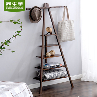 品生美日式 楠竹浴室置物架毛巾架浴巾架落地卧室挂衣架靠墙多层架