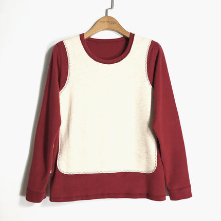 caser凯撒冬季女士加厚暖姜绒羊绒大贴片圆领保暖上衣BJ53-3133