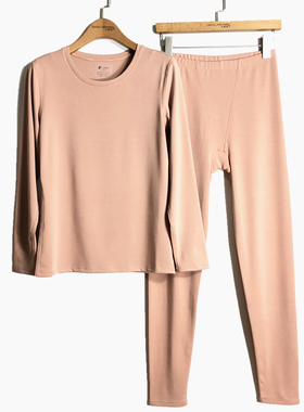 caser凯撒女羊绒蛋白圆领保暖内衣套装加厚磨绒秋衣秋裤BI511101