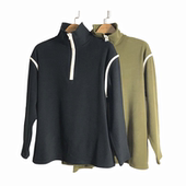 凯撒caser秋女士加厚暖姜绒翻领拉链撞色上衣保暖打底衫 BJ53 F570