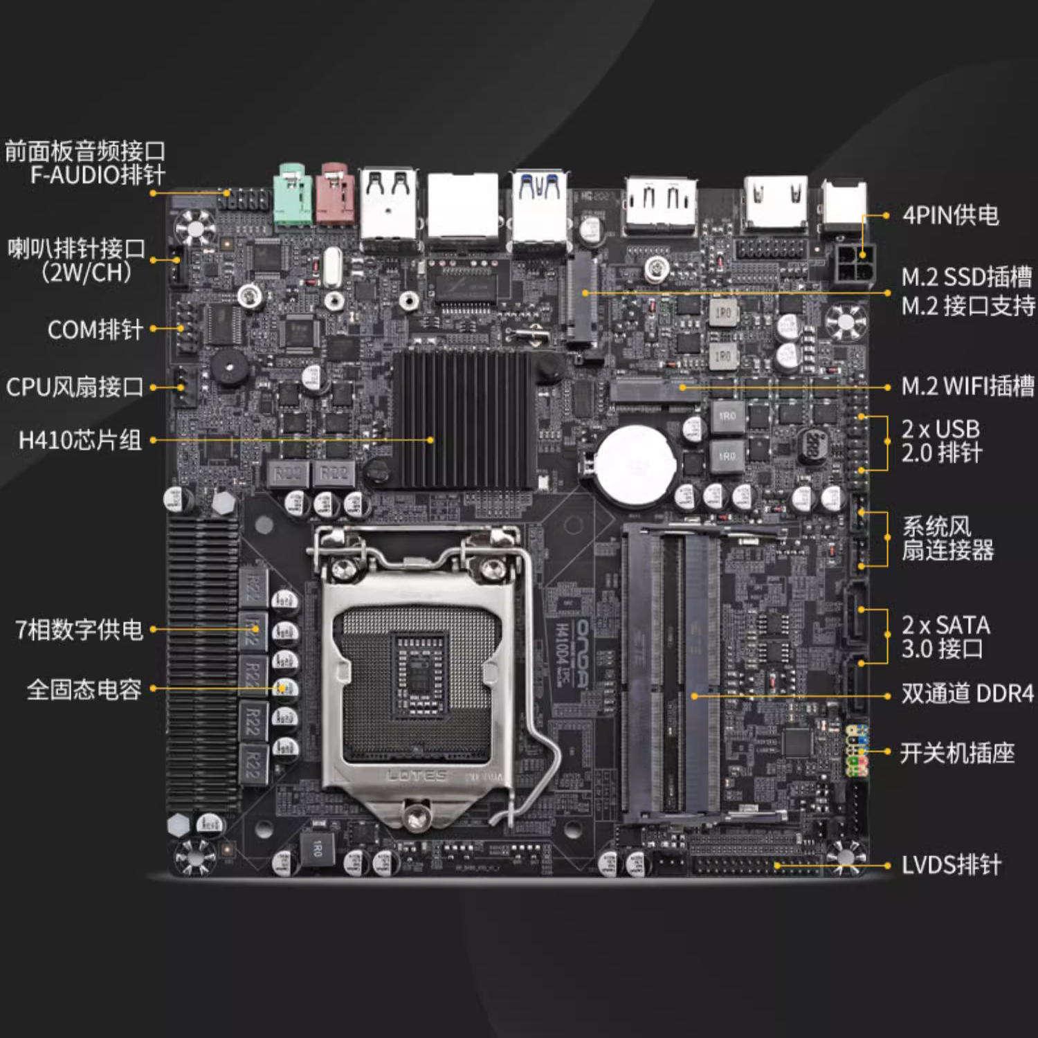 昂达H410D4IPC一体机主板1200针10代CPUHDMI/DPm.2/wifi口LVDS