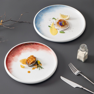 高级商用酒店餐厅大排档盘子圆盘餐具新款浅盘陶瓷餐盘菜盘高颜值
