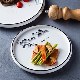 浅盘高级感中国风 陶瓷盘子碟子菜盘家用平盘圆盘好看餐盘2025新款