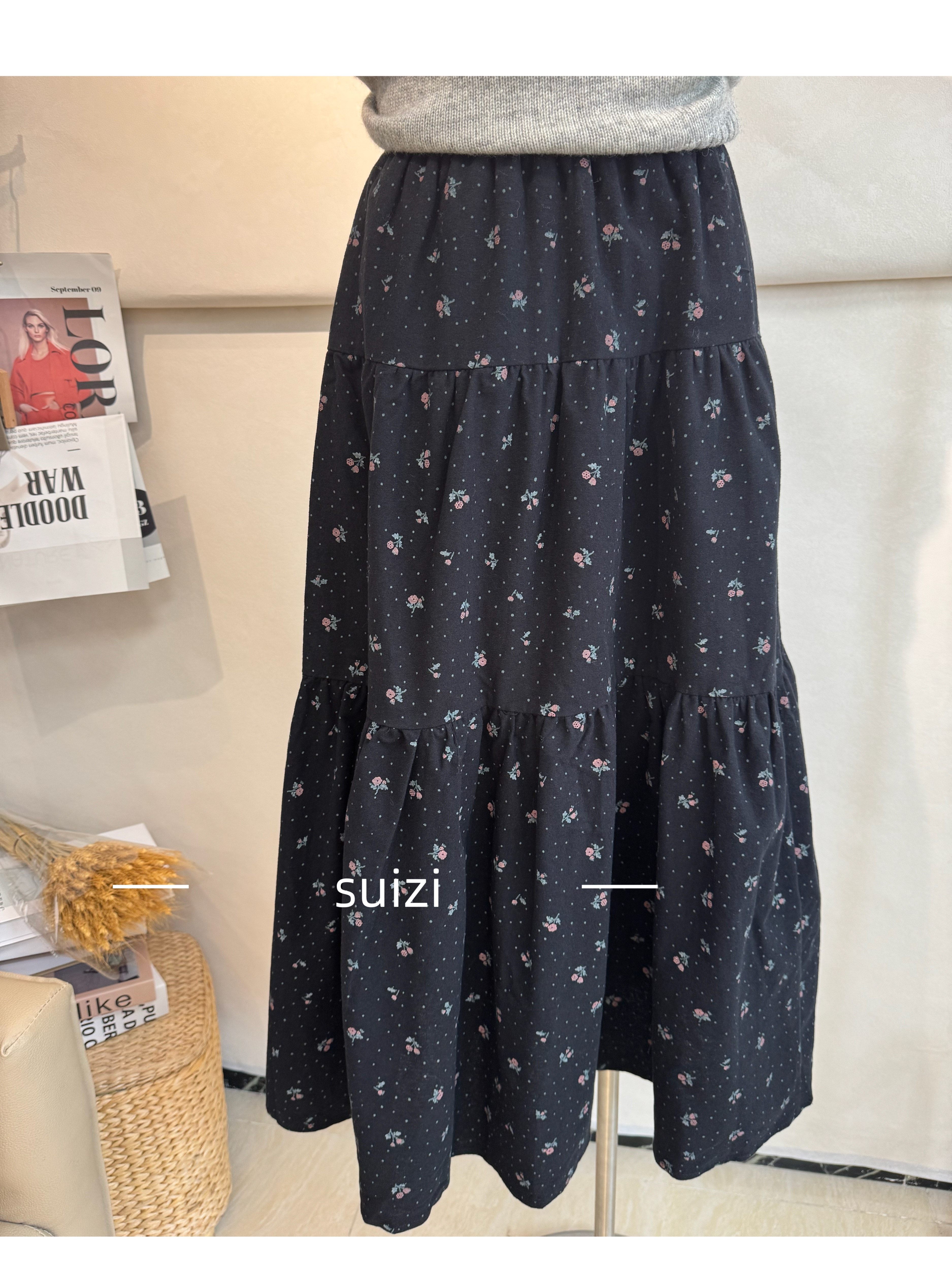 【Suizi】韩系碎花半身裙女2025新款宽松显瘦百搭半身裙