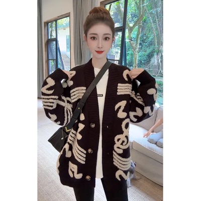 慵懒风宽松休闲开衫毛衣外套女秋冬加厚保暖高级感遮屁股针织上衣