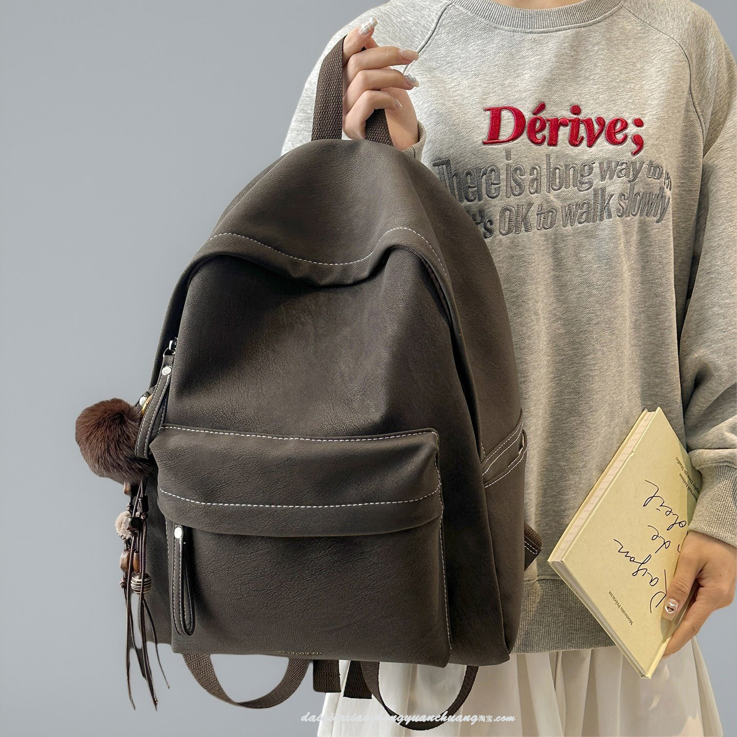 高级感书包女韩版原宿ulzzang初高中大学生时尚百搭通勤双肩包女