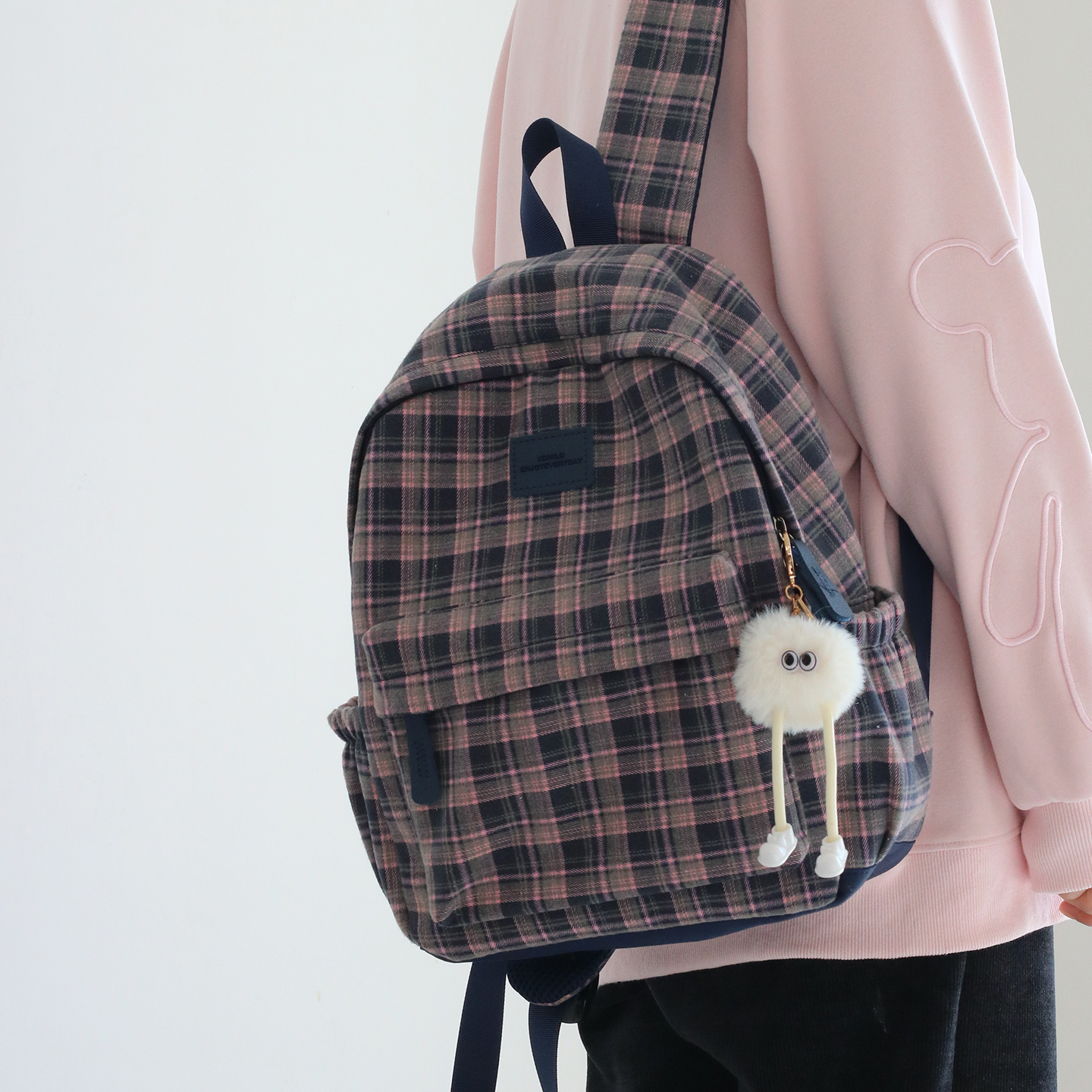 格子ins迷你双肩包女2025新款妈咪包百搭轻便旅行背包小型通勤包