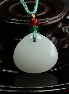 真玉天然新疆克拉玛依白玉宝宝锁吊坠福袋小提溜和田金丝白玉贝壳