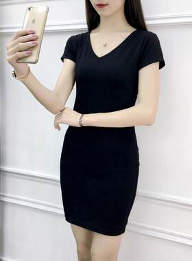 中长款修身短袖中长款夏季打底衫
