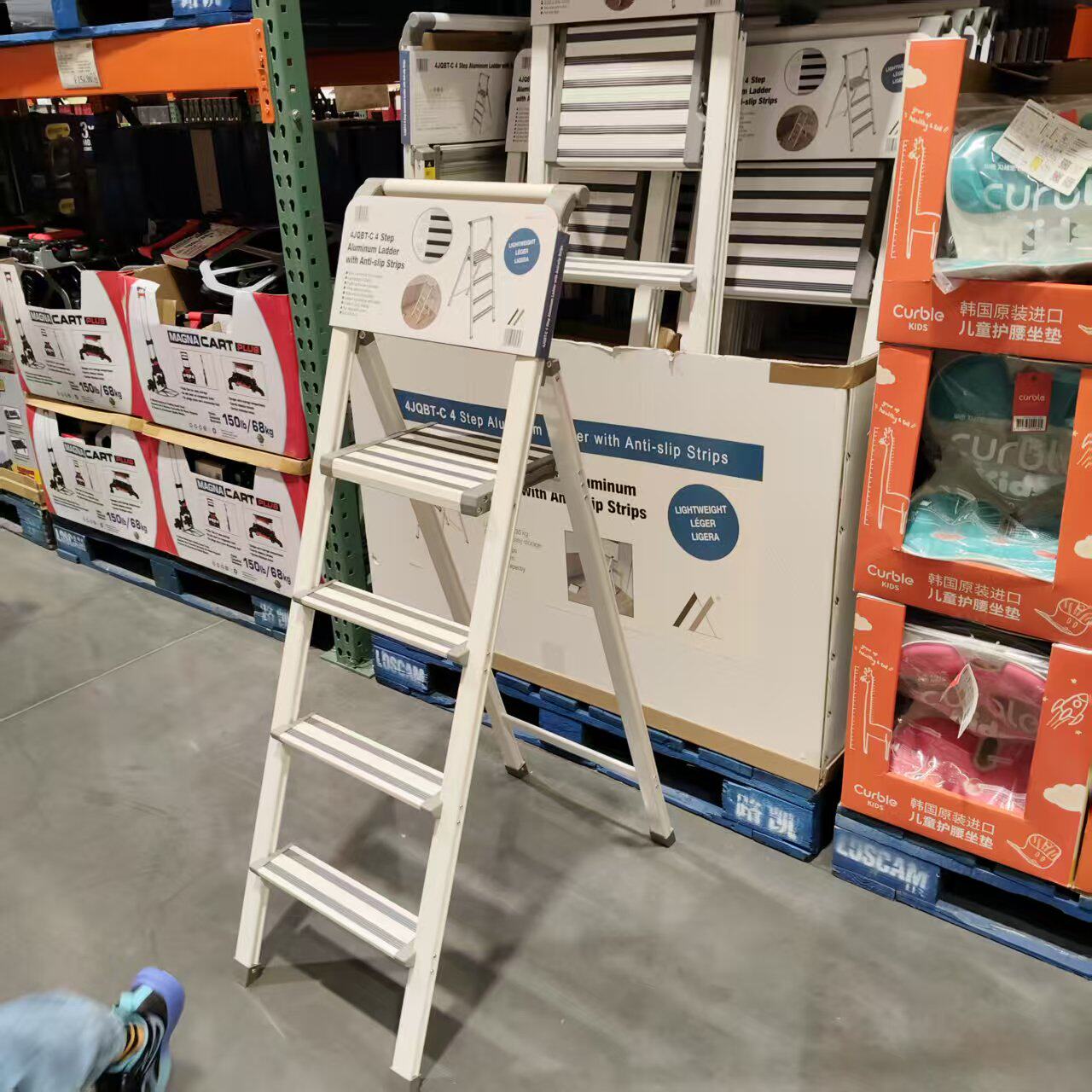 Costco开市客四步铝合金梯子家用折叠防滑轻便室内登高梯承重90kg